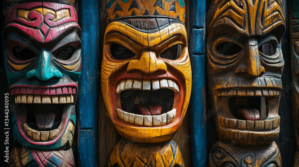 The Tiki masks isolation background, Illustration The Tiki masks isolation background, Illustration