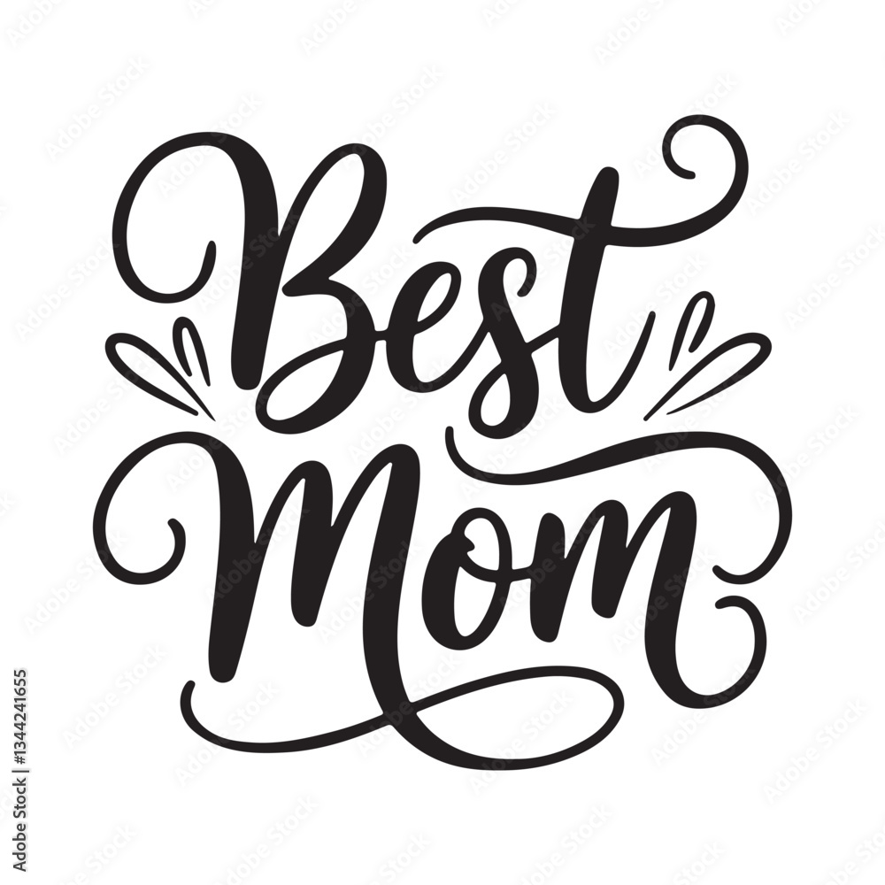 Naklejka premium best mom typography calligraphy lettering text typescript font design for mother's day
