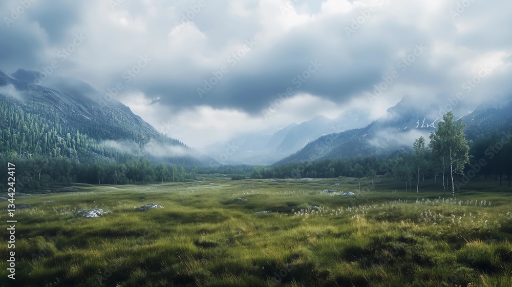 A vast, open field with a cloudy sky in the background. The sky is overcast, and the field is covered in tall grass. The scene is peaceful and serene A vast, open field with a cloudy sky in the background. The sky is overcast, and the field is covered in tall grass. The scene is peaceful and serene