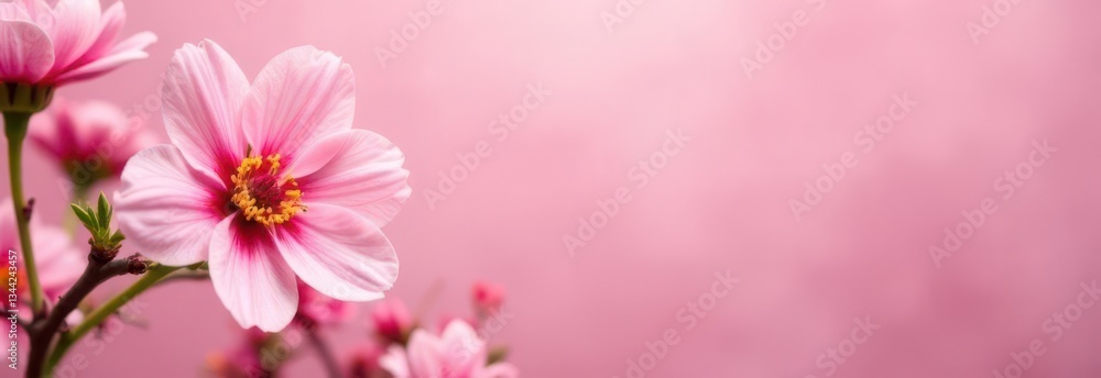 Blooming pink cosmos flowers on pink background for mother's day Blooming pink cosmos flowers on pink background for mother's day