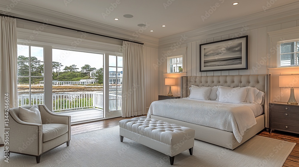 Fototapeta premium Luxury Waterfront Bedroom Interior Design