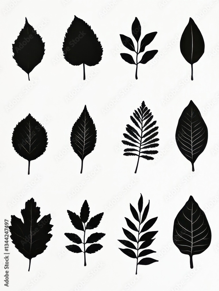 set of leaves silhouettes set of leaves silhouettes
