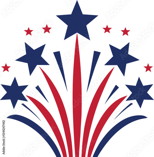 firecracker with stars silhouette vector art