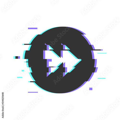 Glitch Art Double Arrow Icon for Digital Design