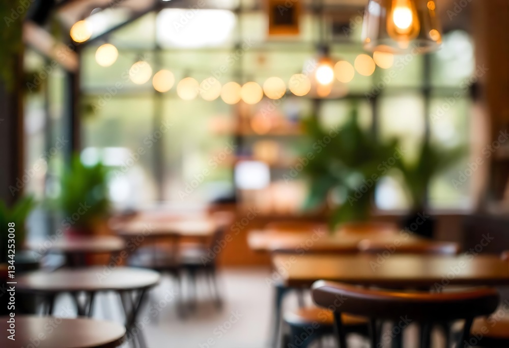 Generative AI Interior of a cozy caf, with warm lighting and blurry background, creating a calming and inviting atmosphere Generative AI Interior of a cozy caf, with warm lighting and blurry background, creating a calming and inviting atmosphere