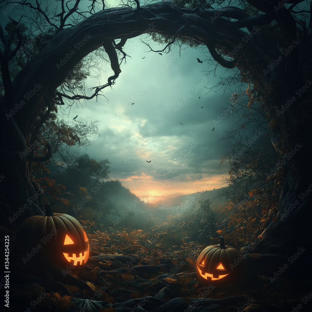 Naklejka premium halloween background with pumpkin
