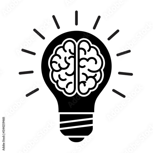 Light Bulb with Brain Symbolizing Creative Ideas and Innovation in Concept Illustrations