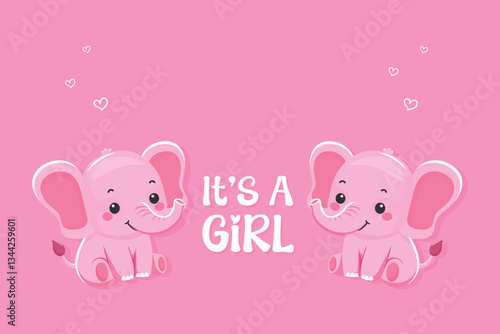 Wallpaper Mural It’s a Girl Flat Vector Illustration with Cute Elephant Torontodigital.ca