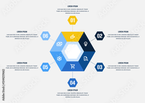 Modern infographic template. Modern infographics options banner. Best infographic. Six color infographic. Infographic with 6 color and items. Six steps infographic. Six data infographic