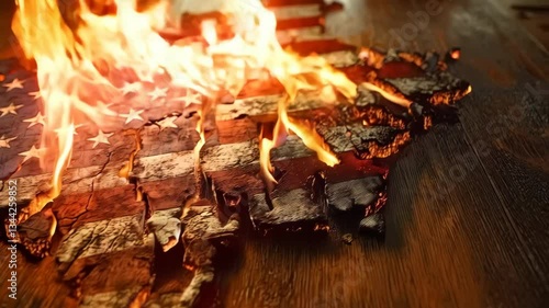 Burning flag of usa