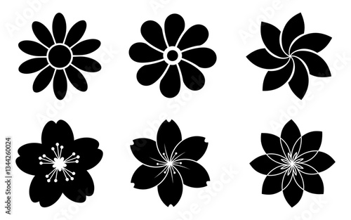 Diverse Set of Floral Icons for Graphic Design and Creative Projects