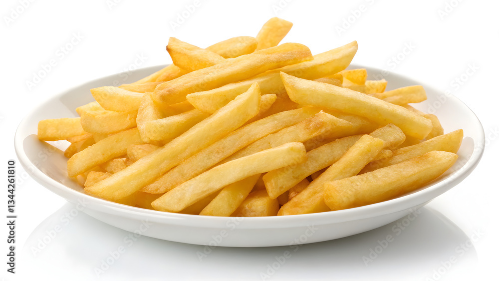 Crispy Golden French Fries Isolated on White Background Crispy Golden French Fries Isolated on White Background