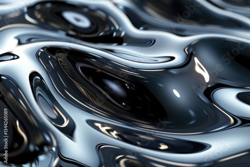 Wallpaper Mural Rippling black and silver water reflects light, showcasing abstract movements with a sleek and refined modern aesthetic Torontodigital.ca