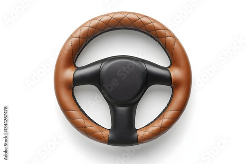 Stylish Leather Steering Wheel Wrap for Comfort isolated on white background
