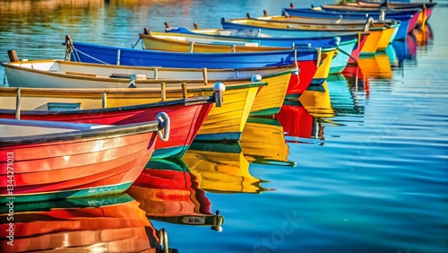 Wallpaper Mural Numbered Boats Moored on a Dock - Copy Space for Text Torontodigital.ca