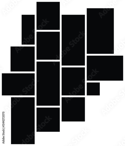 Empty mosaic and gird photo collage template for web and graphics. Mood board and background for picture album portfolio presentation. Modern Picture Collage Template for Photography