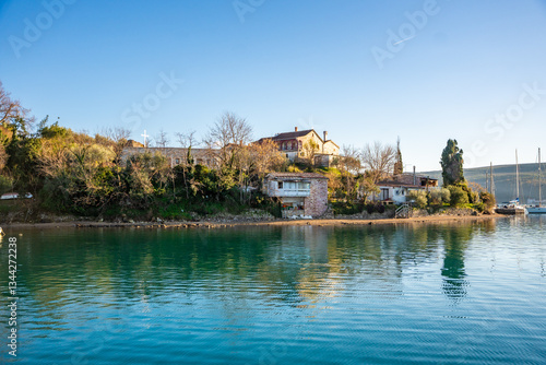 Monastery of St. Michael the Archangel on island in Kotor bay in Montenegro