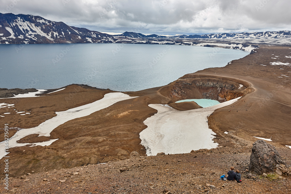 Picturesque Viti crater from above. Highland area. Askja zone. Iceland