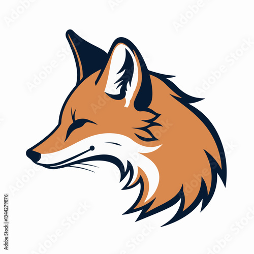 Realistic fox head vector illustration with orange fur and sharp details, symbolizing wildlife and cunning nature.