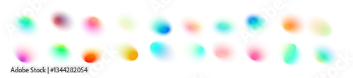 Soft gradient background with abstract blur effect, blue and green color transition, grainy watercolor texture, fluid neon mesh design. Flat vector illustration isolated on white background.