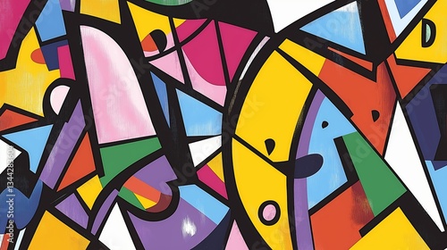 Abstract geometric artwork featuring vibrant colorsin a contemporary composition photo