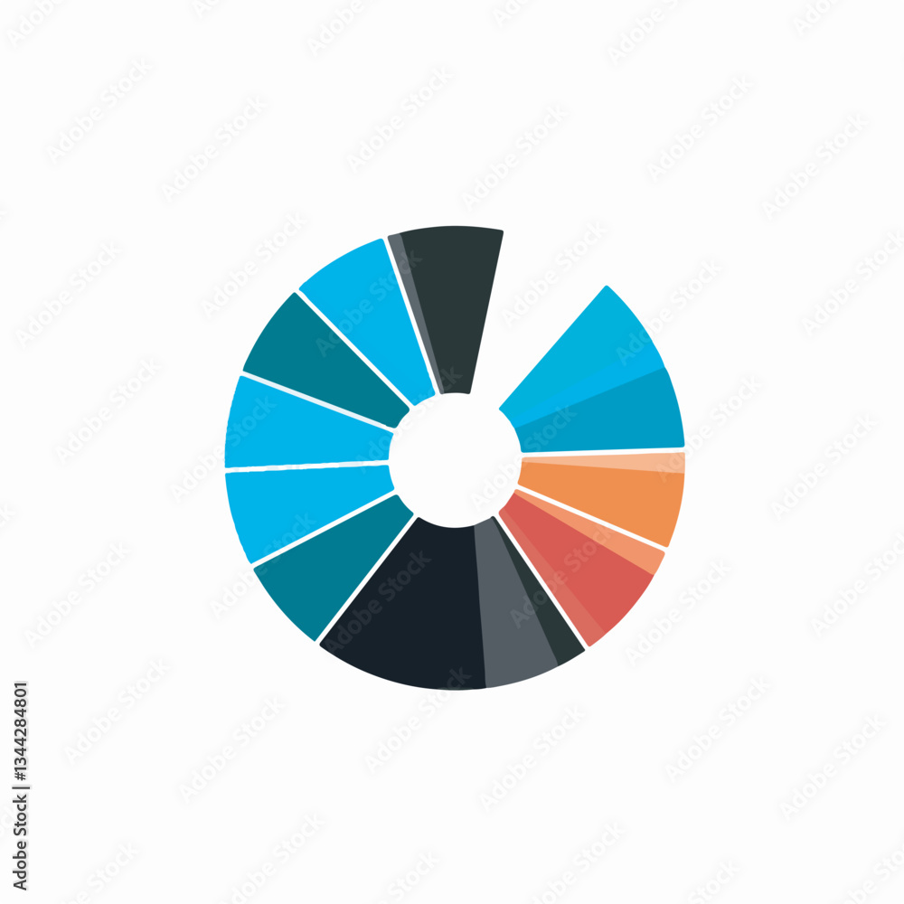 Obraz premium Colorful circular chart with segmented data for statistical analysis.