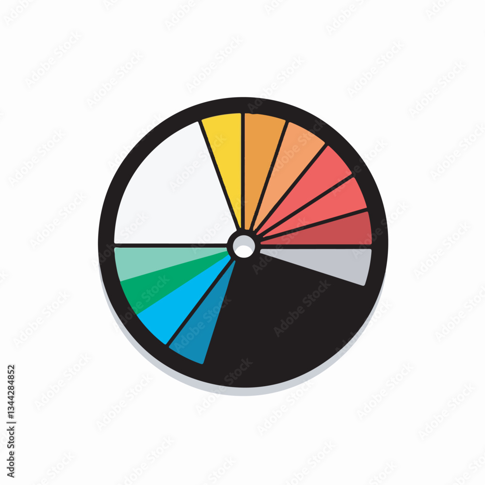 Obraz premium Multicolored wheel chart representing data segmentation and analysis.