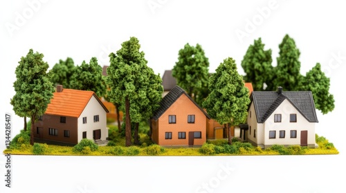 Wallpaper Mural Charming suburban neighborhood, a row of houses with trees in the foreground picturesque Torontodigital.ca