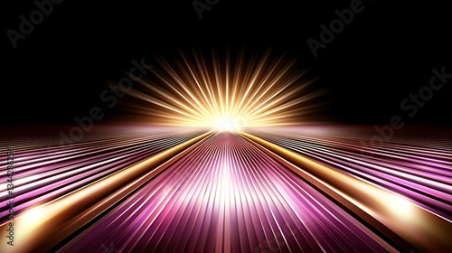 Vibrant Abstract Background with Rays of Light Emerging from a Central Point in Dark Space