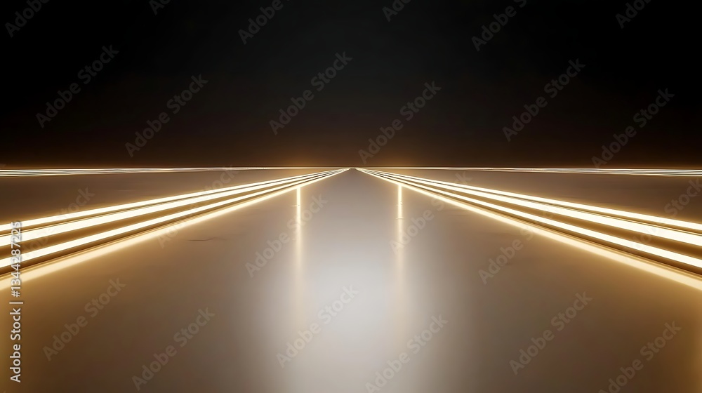 Obraz premium Futuristic abstract landscape with bright lines stretching into a dark infinity creating a surreal effect