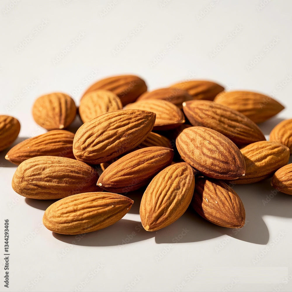 almonds on a white background almonds on a white background