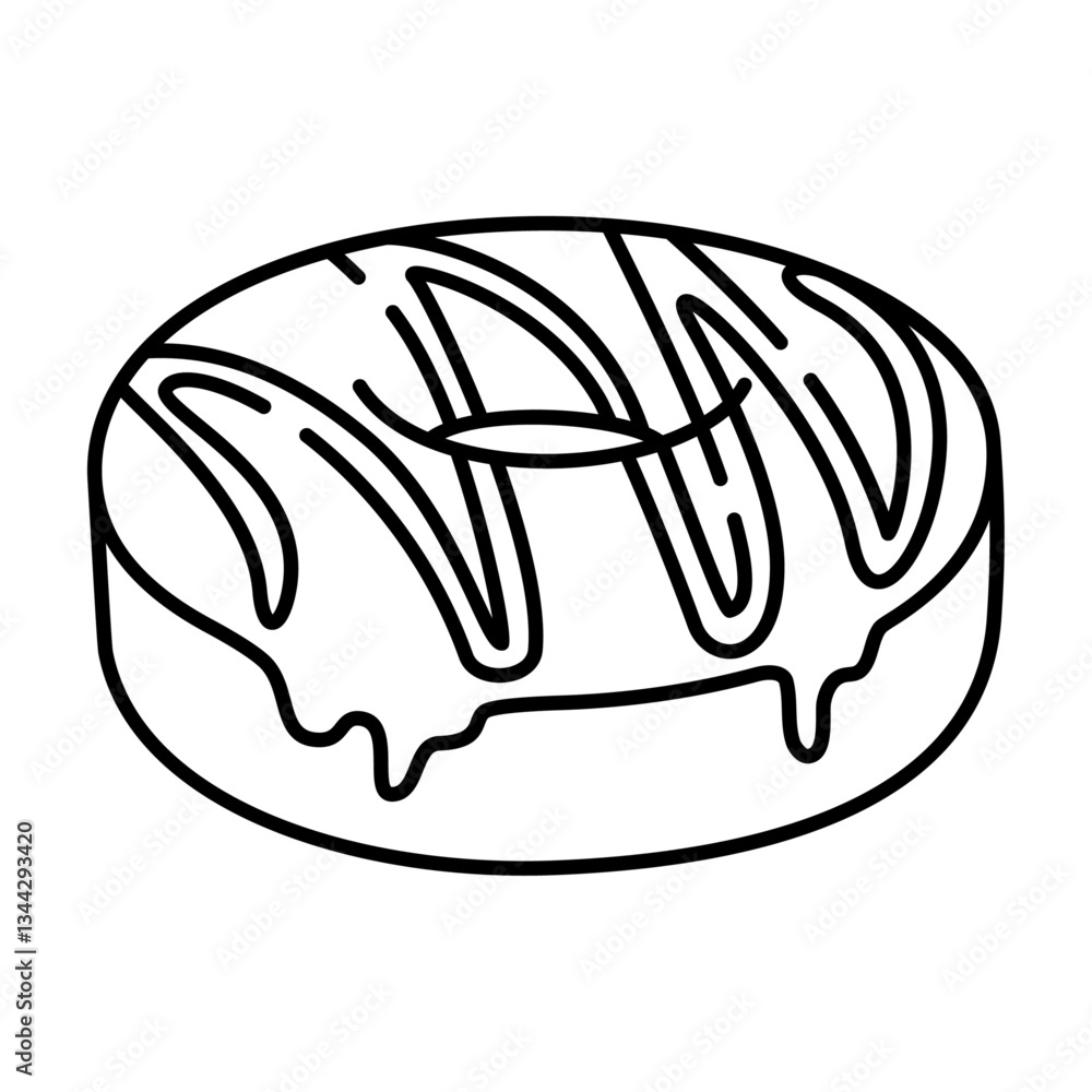 Fototapeta premium doughnut outline illustration. donut line illustration