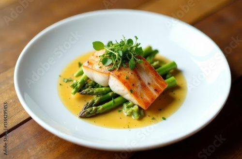salmon steak with vegetables in a plate