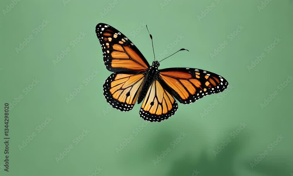 Green screen video frame of a colorful butterfly flying gracefully on a solid green background for animation and visual effects Green screen video frame of a colorful butterfly flying gracefully on a solid green background for animation and visual effects