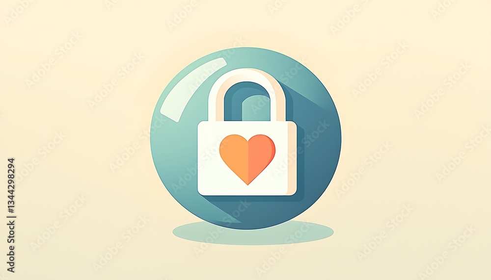 Heart Locked for Secure, Abstract Icon. Heart Locked for Secure, Abstract Icon.