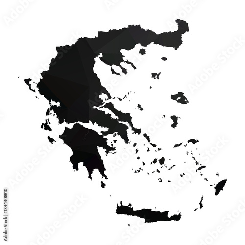 Abstract Polygon -  Low Poly Color Black Greece map. Vector Illustration eps10.