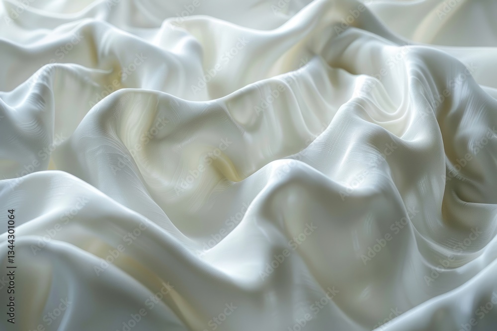 Fototapeta premium Elegant white silk drapes effortlessly, showcasing soft folds and a smooth texture under gentle lighting