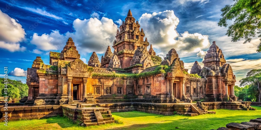 Obraz premium Prasat Muang Tam: Ancient Khmer Architecture, Castle Rock Historical Park, Thailand