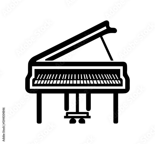 Elegant black and white outline of a grand piano.