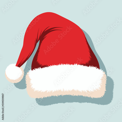 Santa's hat with fluffy trim against light background, holiday spirit