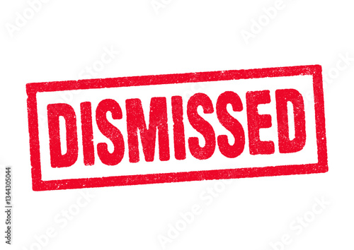 Vector illustration of the word Dismissed in red ink stamp