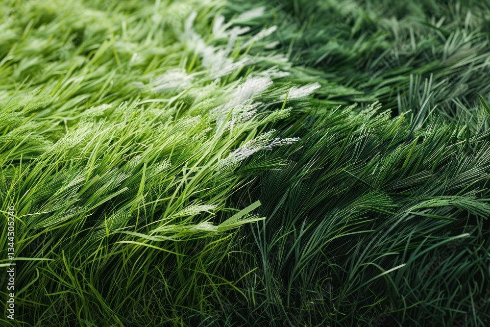 Patch of synthetic grass features a mix of light and dark green blades with subtle variations in color and texture Patch of synthetic grass features a mix of light and dark green blades with subtle variations in color and texture
