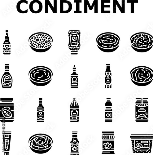 condiment ketchup mustard icons set vector