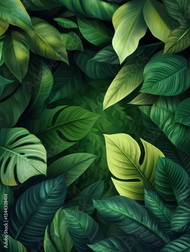 Wallpaper Mural Green foliage background with abstract shapes, background, green, nature Torontodigital.ca