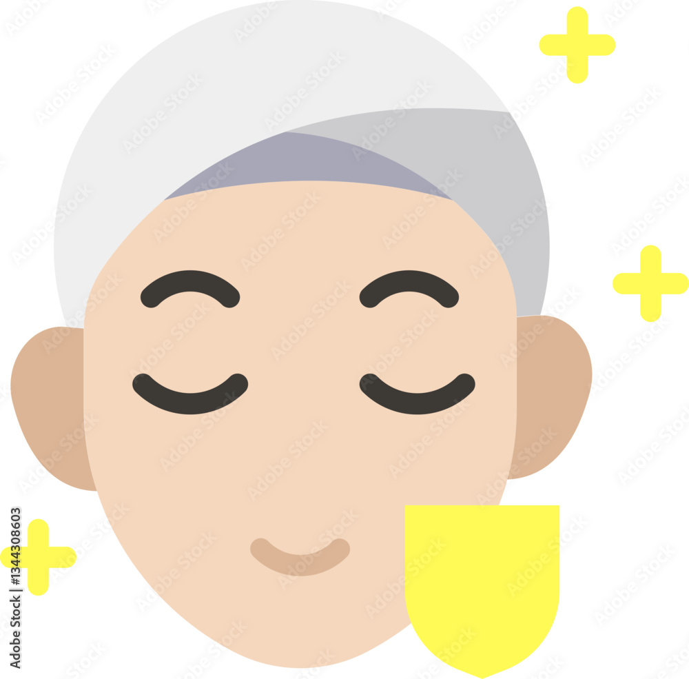 Fototapeta premium Woman Relaxed Face with Skincare Flat Icon