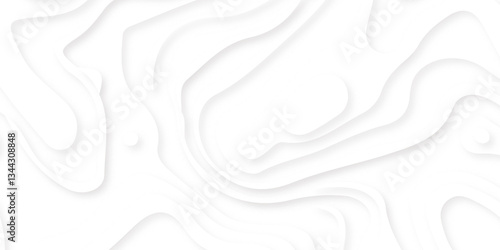 White paper cut decoration textured with wavy layers 3d topography relief background. minimal topography map light element shadow landscape wave element curve graphic papercut design.
