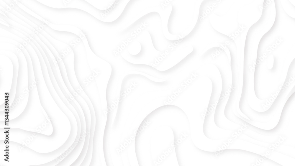 White paper cut decoration textured with wavy layers 3d topography relief background. Abstract white paper cut background with lines. Background of the topographic map. White paper cut decoration textured with wavy layers 3d topography relief background. Abstract white paper cut background with lines. Background of the topographic map.