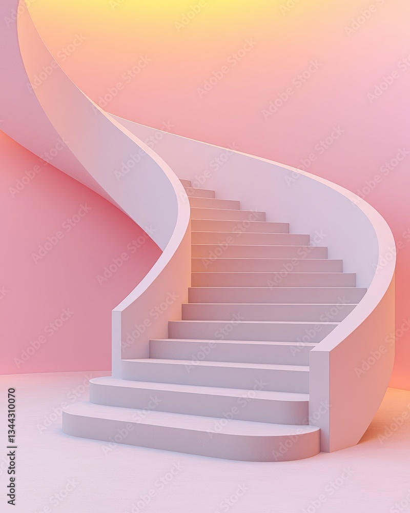 Obraz premium Soft Edged Spiral Staircase with Pastel Background and Gradient Light