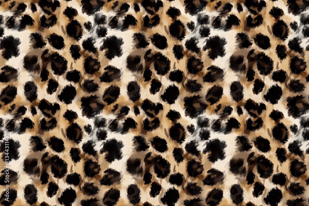 Fototapeta premium Realistic Painterly Leopard Print with Soft Fur Texture and Rosettes