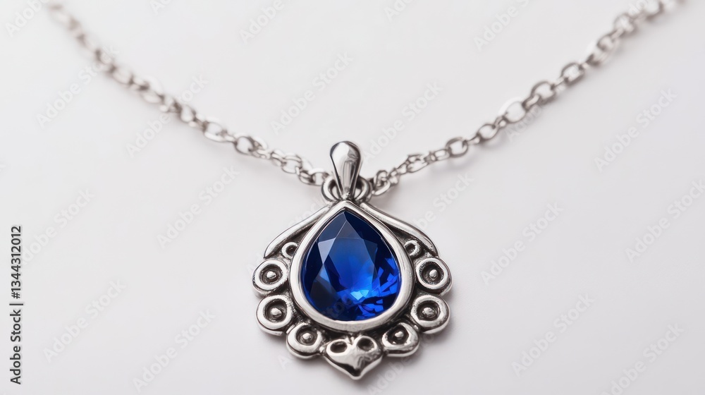 Blue Sapphire Pendant Necklace Studio Shot Blue Sapphire Pendant Necklace Studio Shot
